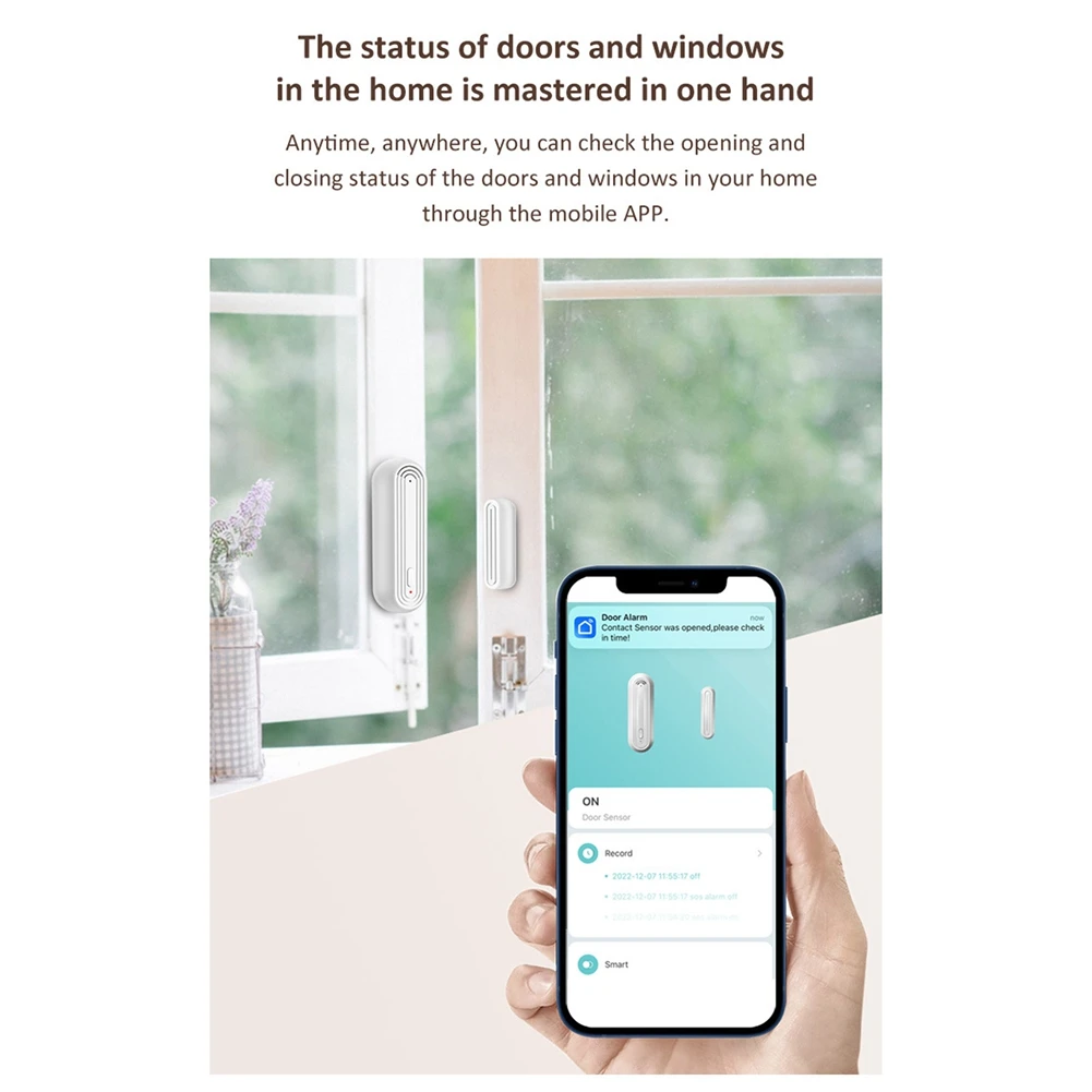 B27B Tuya Wifi Smart Door Magnetic Sensor App Control USB Wireless Door & Window Sensor Door Magnetic Alarm Detector