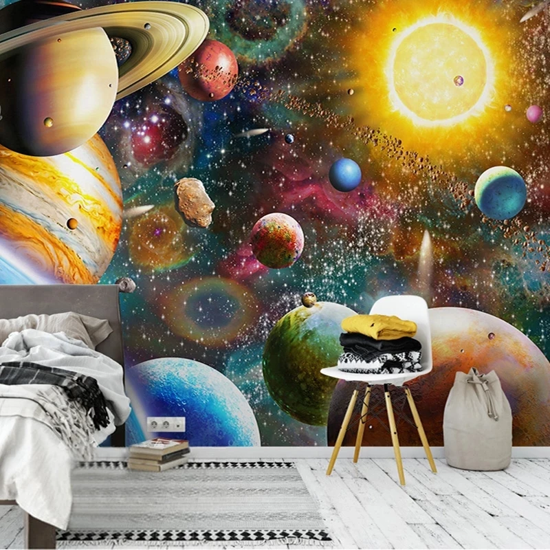 Customized Photo 3D Mural Wallpaper Space Universe Bedroom Gallery Living room sofa TV background wall bedroom restaurant planet
