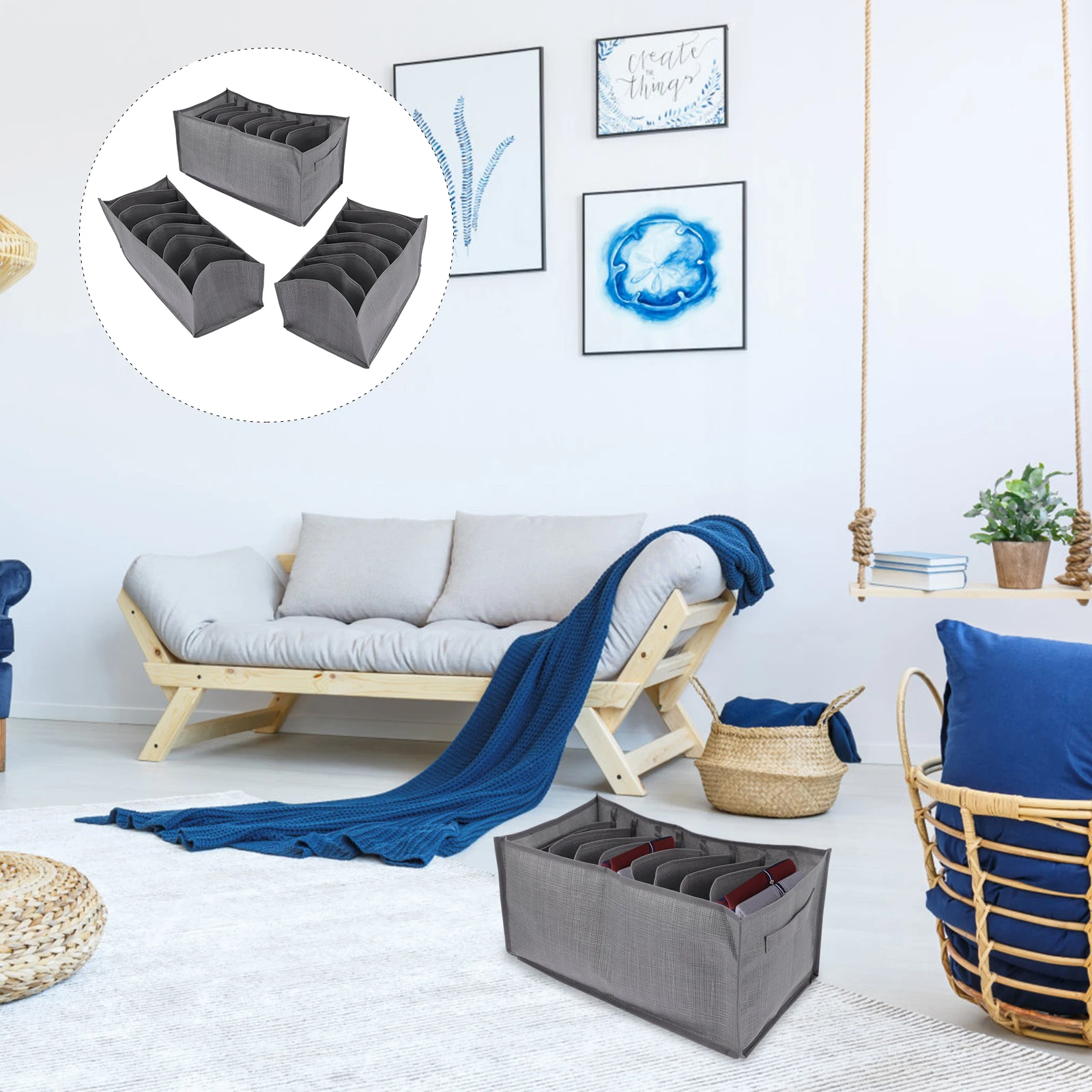 

3 Pcs Storage Box High grade Material Large Capacity Closet Clothes Drawer ganizer 7 grid Jeans Storage Solution