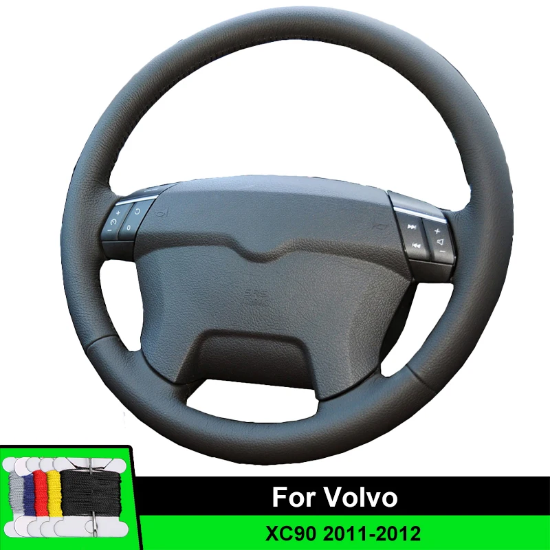 Car Steering Wheel Cover For Volvo XC90 2011-2012 Fiber leather Car Accessories Steering Wrap Wear Resistance Black
