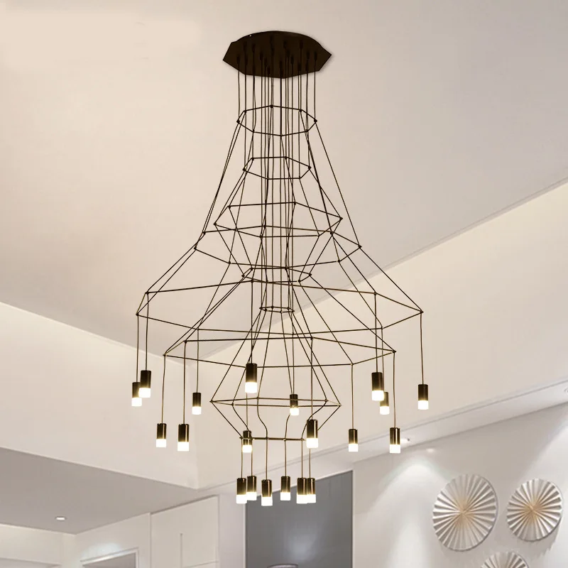 Modern Minimalist Chandelier Lighting for Living Dining Room Bedroom Nordic Wireflow Lobby Staircase Loft Kitchen Hanging Lamps