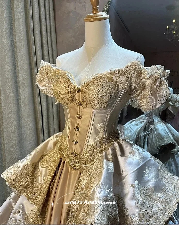 Abito da ballo medievale rinascimentale Abito da ballo rosa con spalle scoperte Abito da sera vittoriano vintage personalizzato color mulite per le donne