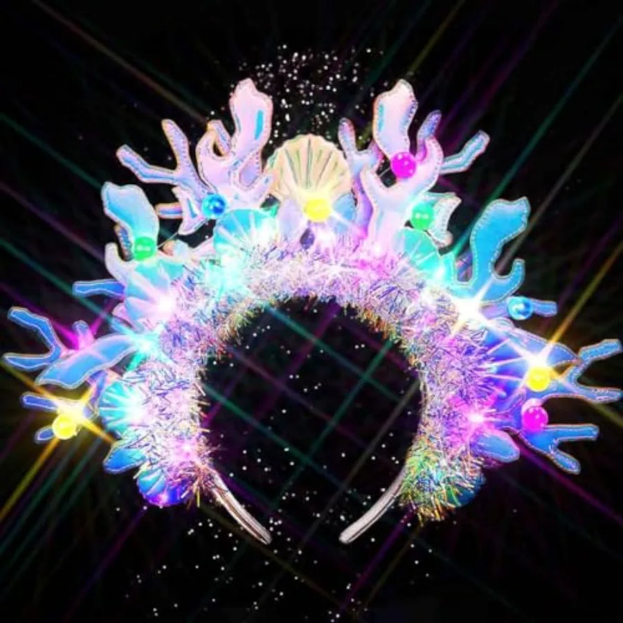 GlowintheDark Mermaid Headband with Seashell Design for Women Perfect for Costume Parties Beach Events and Nighttime Festivals