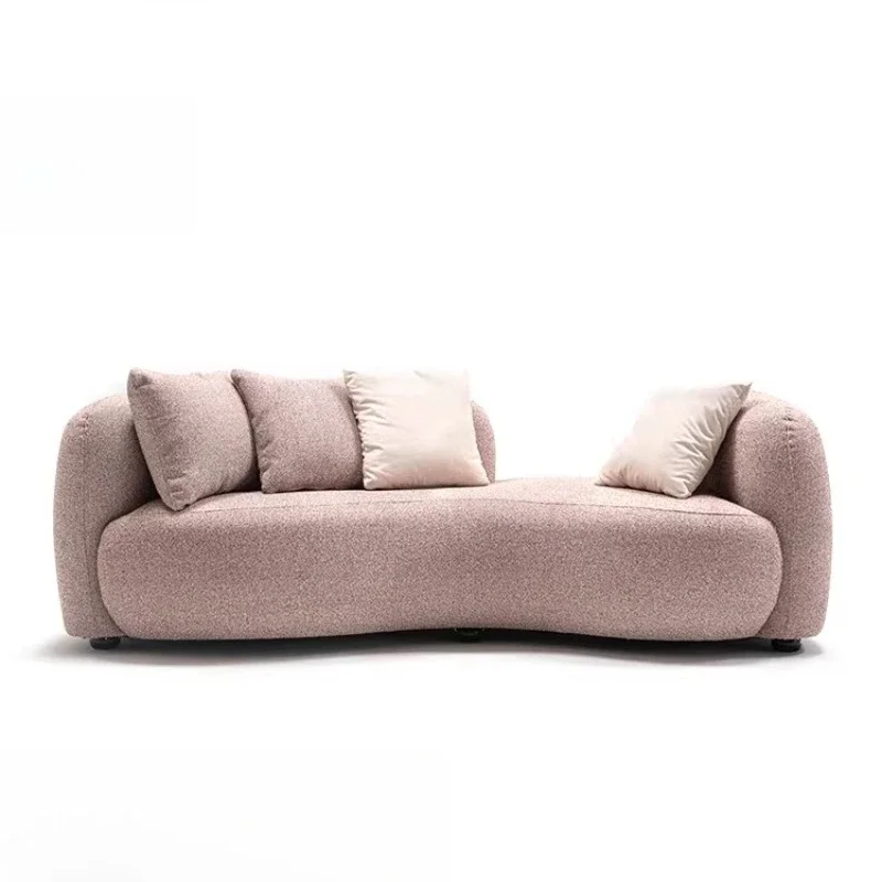 Retro semi-circular curved cotton and linen fabric sofa living room home simple