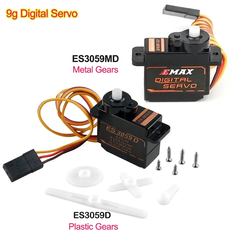 Novo emax es3059d 9g mini servo motor digital es3059md micro servos peças diy para helicópteros rc robô modelo de avião