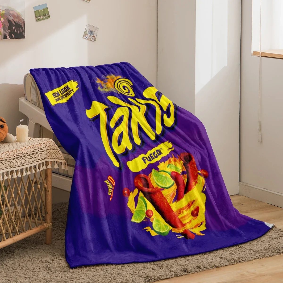 1pc American Takis, Monster truck digital printing warm skin-friendly thickened flannel blanket for office, home, travel