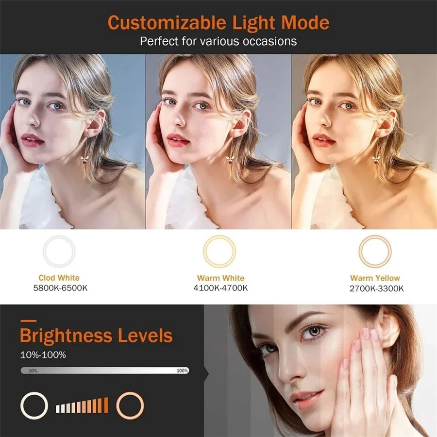 PAMNNY LED Ring Light Dimmable Led Selfie Lamp 6 Inch Selfie Live Streaming USB Desktop Fill Light for Photography Video Youtube