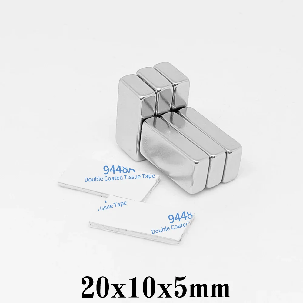 Мощные магниты 20x10x5 блоков с двухсторонней клейкой лентой 3 м 20x10x5 мм неодимовые магниты 20*10*5