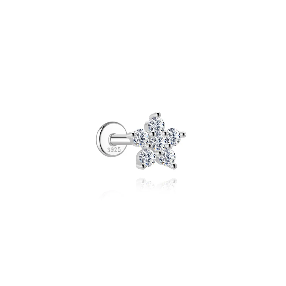CANNER 925 Sterling Silber Nieten-Zirkon-Ohrstecker mit flachem Kopf für Damen, geometrischer Pferdeaugen-Partyschmuck, Geburtstagsgeschenke