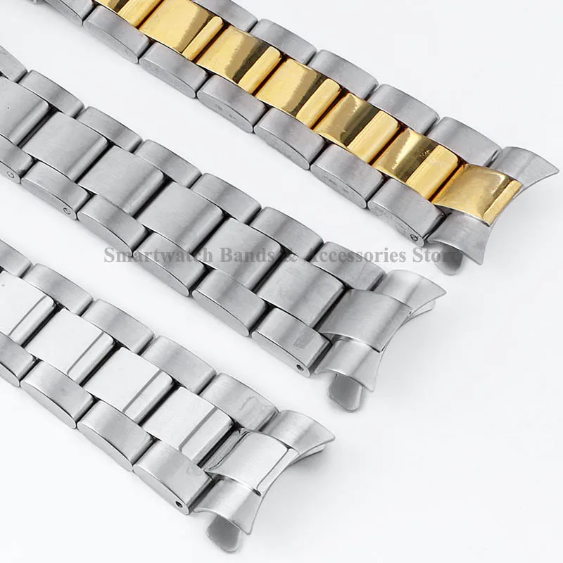 20mm Steel Watch Strap for Rolex Daytona for Water Ghost Stainless Solid Watch Band Diving Buckle Bracelet Curved End Accessory