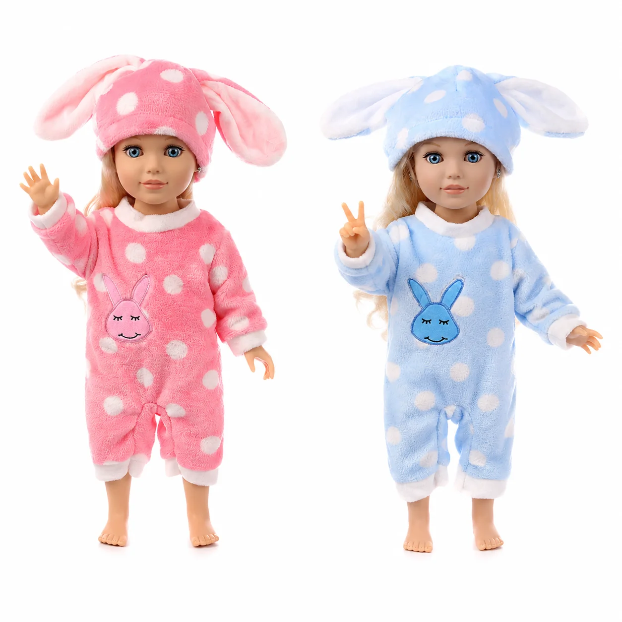 Bunny Plush Romper Set for 16-18 Inch Reborn Dolls Cute Rabbit Hat Doll Clothes Outfit Soft Pajamas Costume Doll Accessories