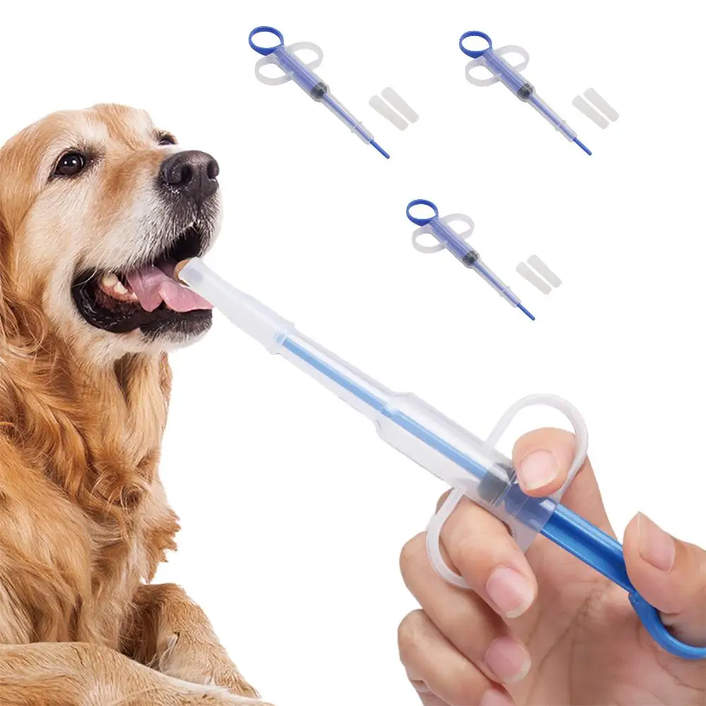 Jeringa para mascotas de 3 piezas, pistola para administrar pastillas a gatos, empujador de pastillas, jeringa para leche de búfalo, herramienta de alimentación por tubo para perros y gatos, accesorios para perros