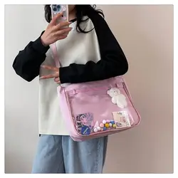 Japanese Harajuku Ita Bag for Women Transparent Pocket Itabag High School Girls Uniform JK Crossbody Shoulder Bag