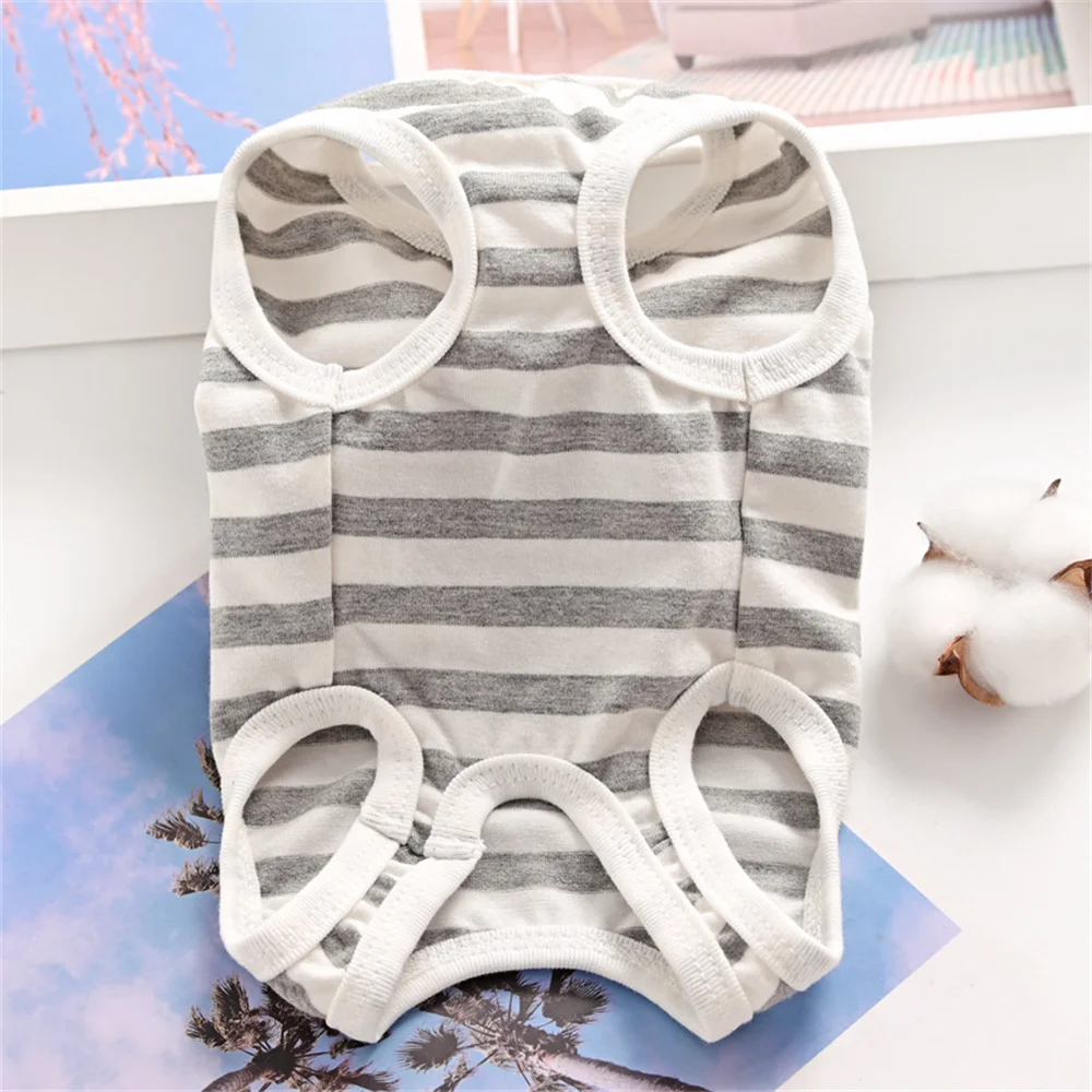 Otoño primavera pijamas para perros pequeños mono a rayas para mascotas con hebilla caniche cachorro Shih Tzu jerseys ropa para mascotas