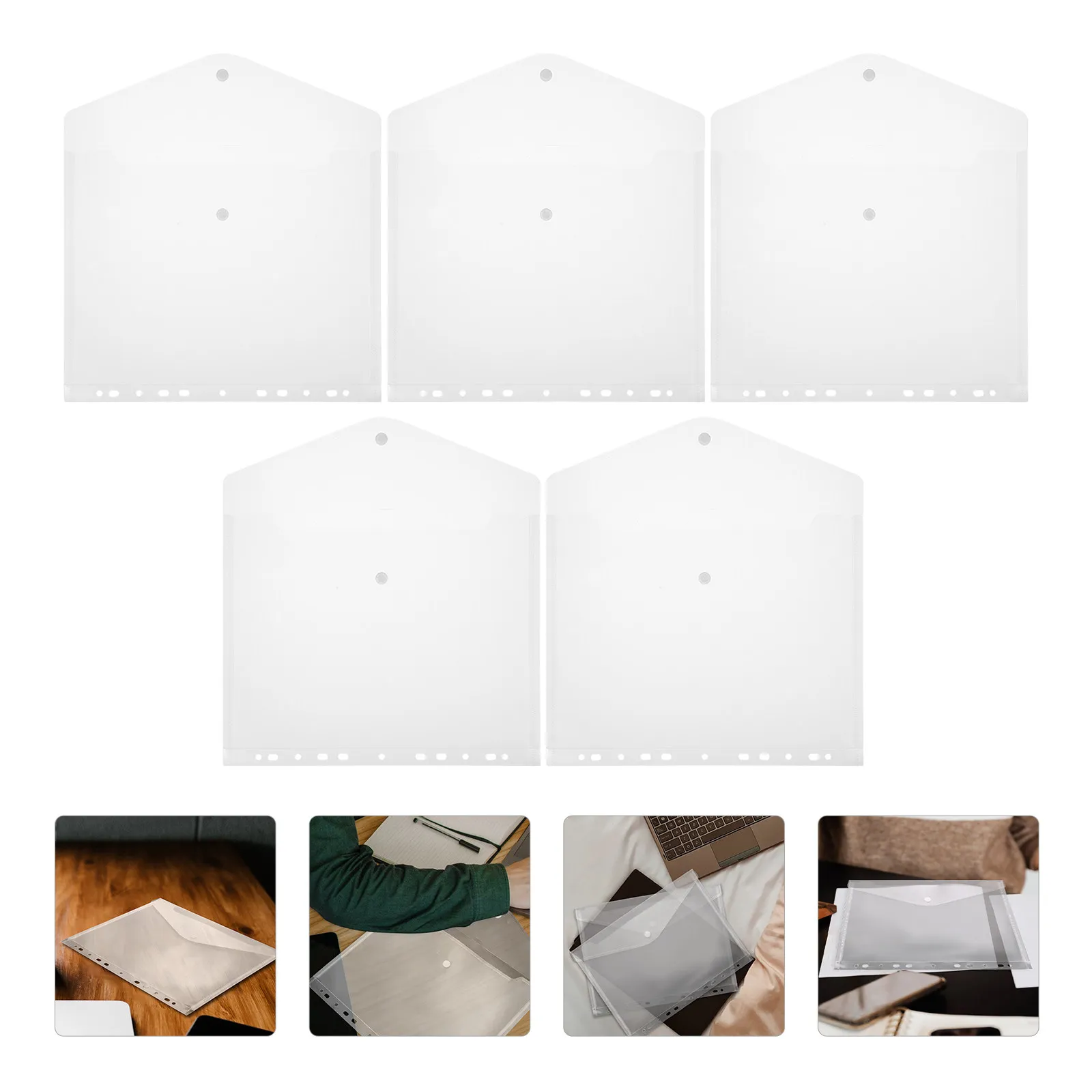 

5Pcs Premium Transparent A4 Page Protectors for Binder 11-Hole Loose-Leaf Document Bags Sturdy Wear-Resistant File Storage