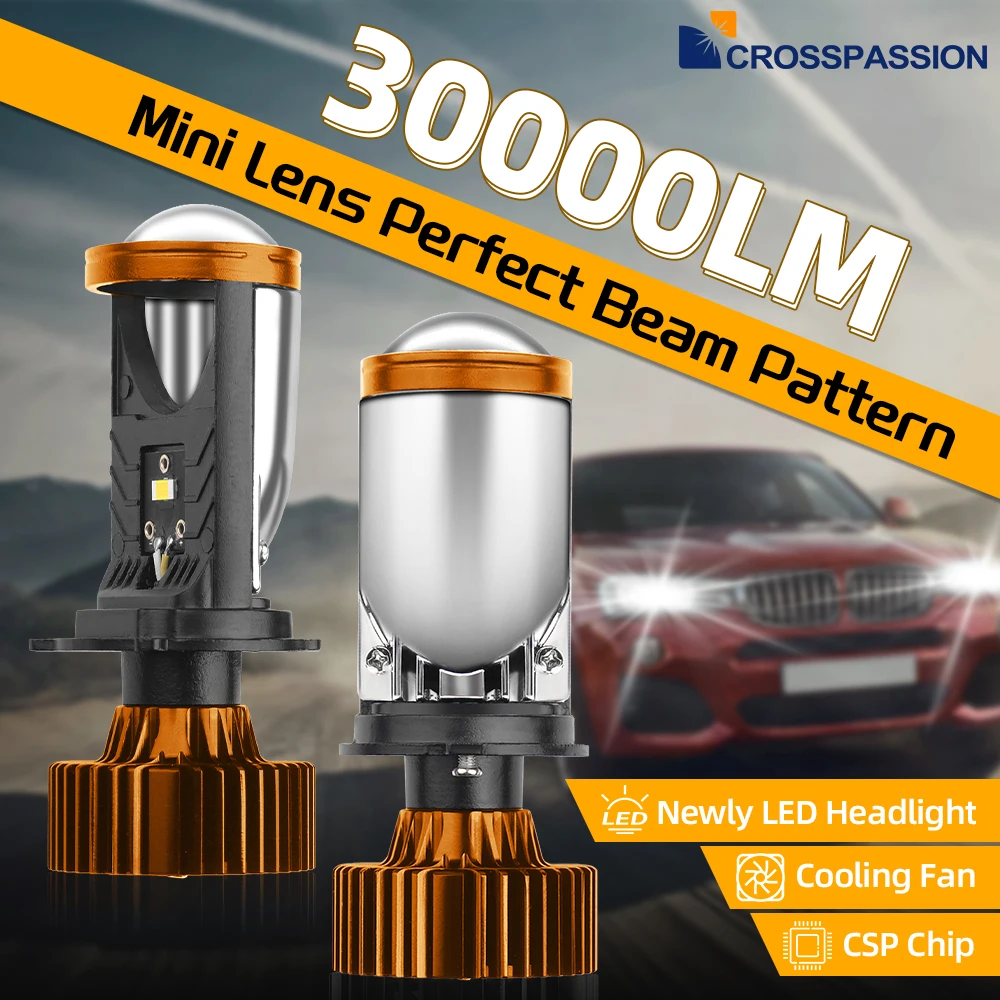 

2 шт. H4 мотоциклетные светодиодные лампы H4 для биопроектора 180 Вт 30000LM дальнего/ближнего света с турбовентилятором 6500K белого цвета для автомобилей и мотоциклов