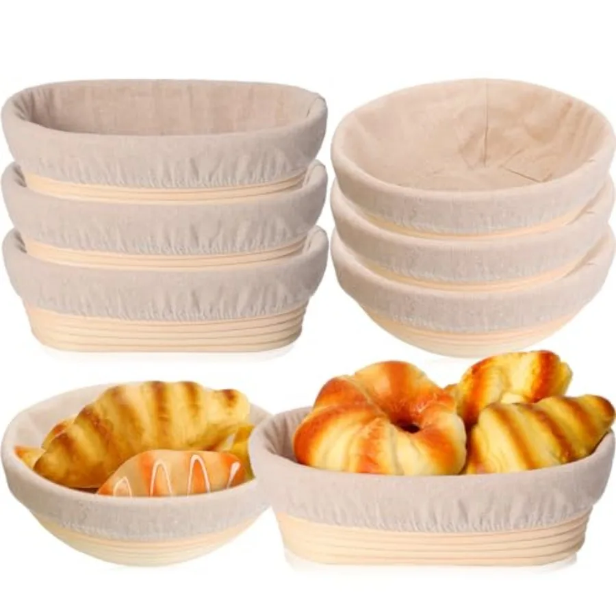 

6 Pack Bread Banneton Proofing Baskets 10 Inch Oval and 9 Inch Round Rattan Sourdough Baskets Dough Proofing Bowls with Liners