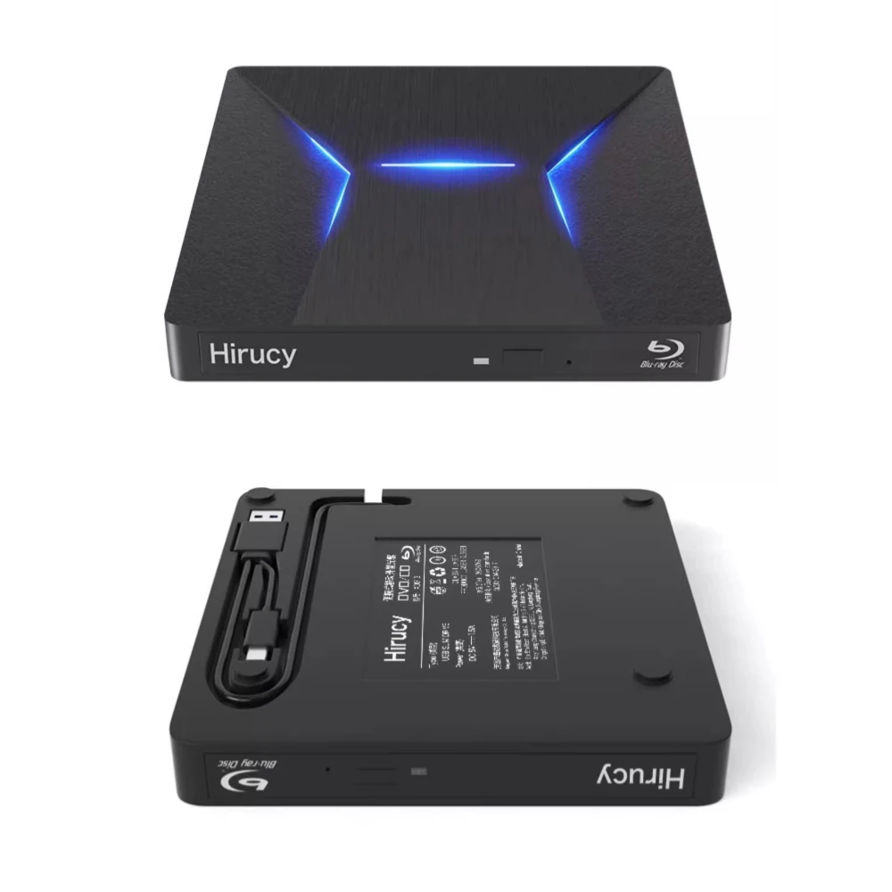 Внешний Blu-Ray привод, USB 3,0 и Type-C, Blu-Ray горелка, тонкий 3D оптический Blu-Ray DVD CD Привод, совместимый с Windows XP/7/8/10