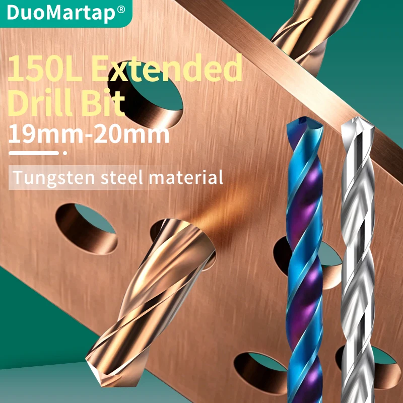 DUOMartap 1PCS HRC70 Solid Carbide Extra long Twist Drill Bit 19mm-20mm For Cast Iron Metal Aluminum  CNC machinery Tool X150L