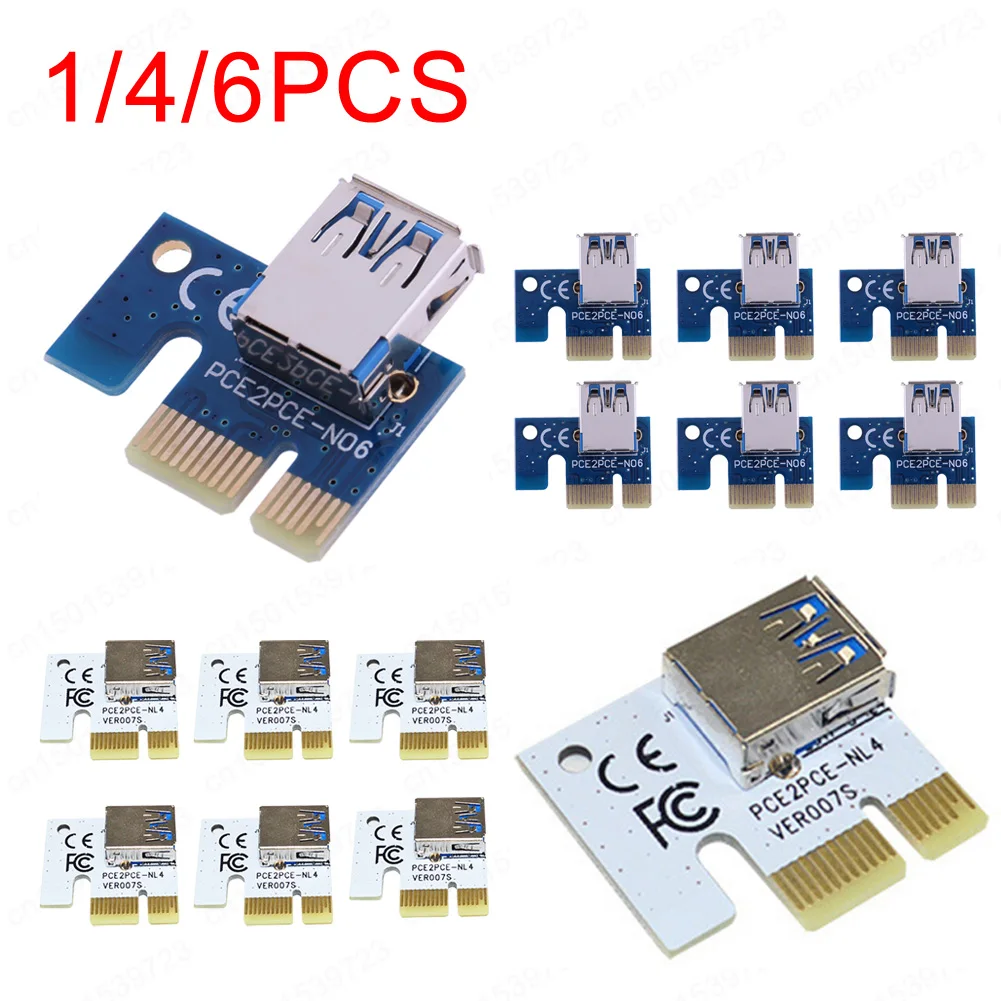 1/4/6PCS PCI E X1 Adapter PCIe 1X to USB 3.0 Adapter Signal Transmission for PCI Express Riser for BTC Chia Mining Miner