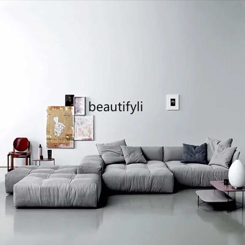 S132 Linen fabric sofa corner combination sofa module combination, simple modern cotton and linen pixel sofa