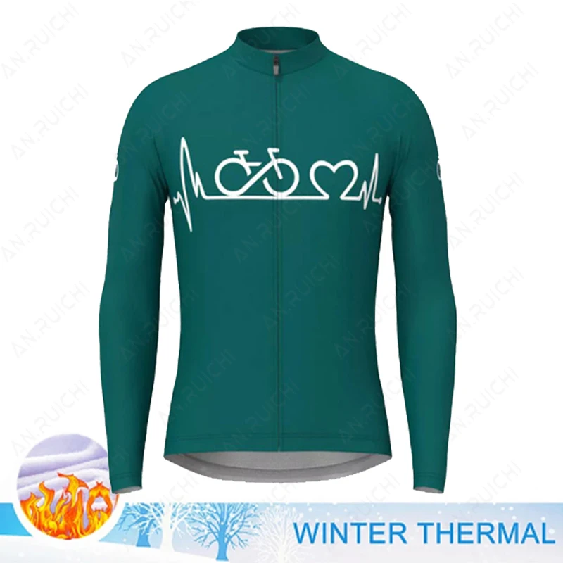 Men Cycling Jersey Long Sleeves Winter Fleece Cycling Clothing MTB Bike Shirts Uniform Warm Bicycle Jacket Maillot Ropa Ciclismo