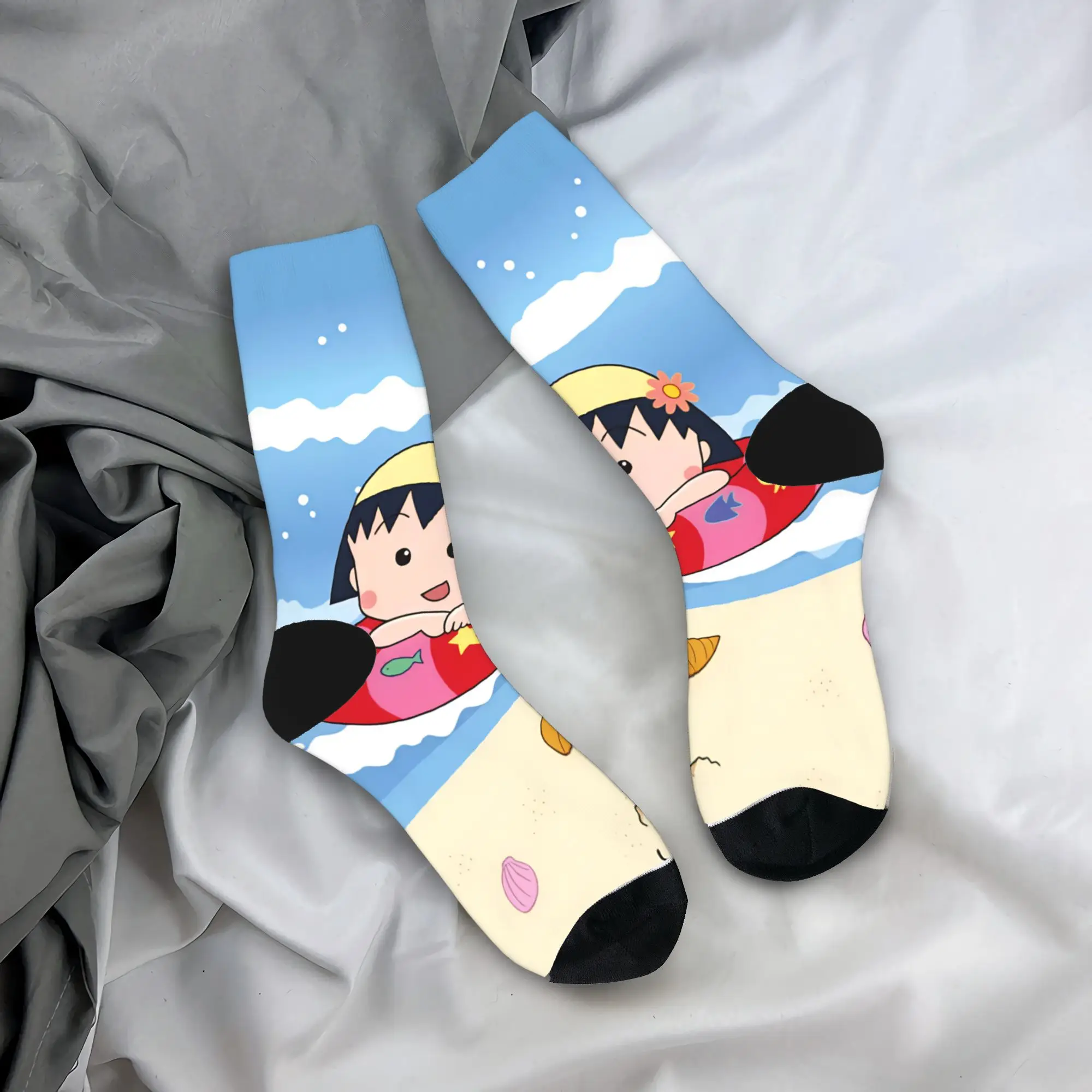 Chibi Maruko Chan Socks  Casual Stockings Spring Non Slip Couple Socks Soft Design Cycling Socks