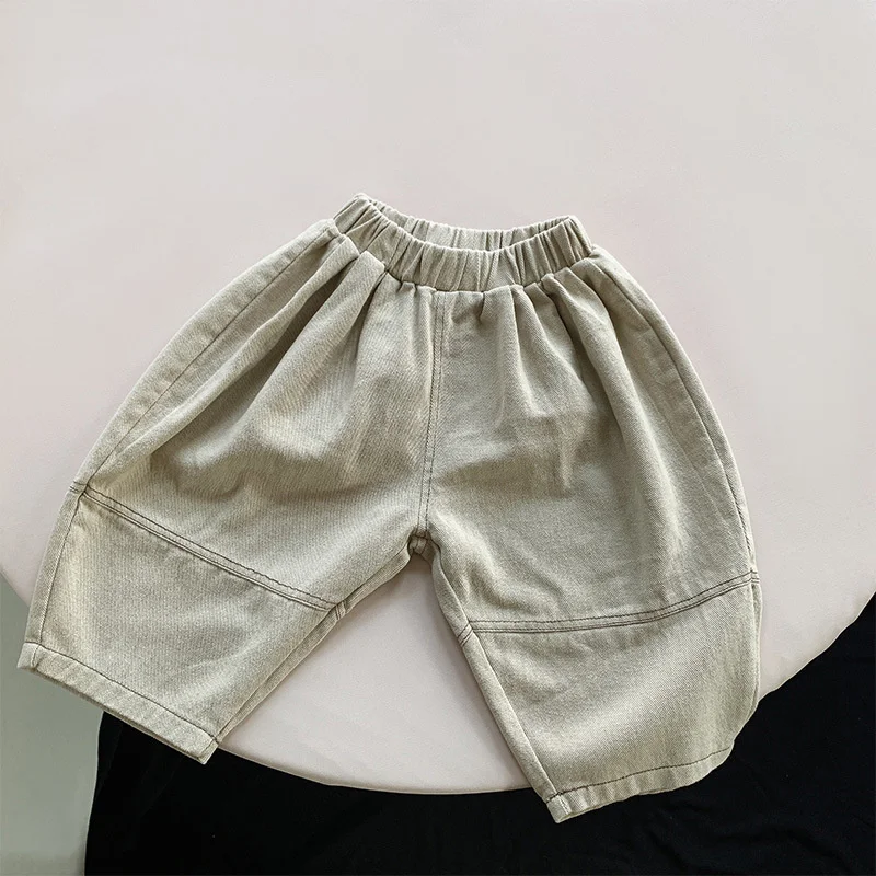 Spring Autumn Children Pants 1-8Y Boys Cotton Spliced Wide Leg Loose Daily Trousers Korean Toddler Wear Kids Clothing 2024 New