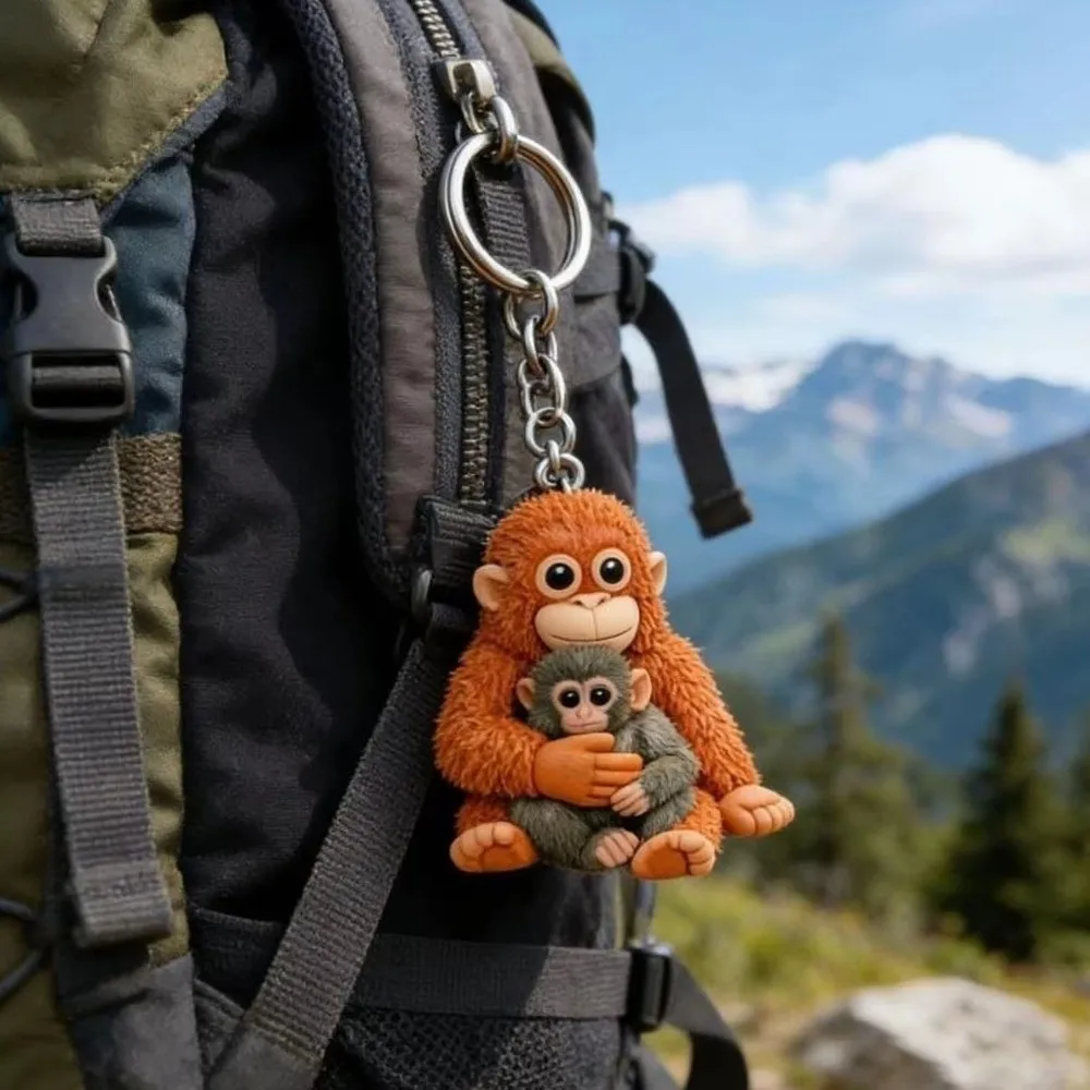 Figure 3D Monkey Keychain Resin Cute Monkey Doll Keyring Hanging Monkey Pendant Birthday Gift