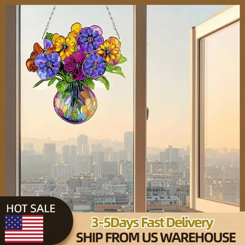 

2D плоский DIY алмазный художественный кулон для окон, подвесной рисунок для домашнего декора стен (ваза 1)