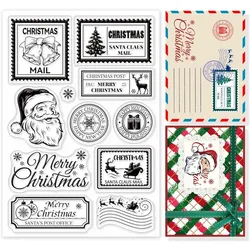 1Sheet Christmas Tree Stamp Clear Stamp Santa Claus Bells Snowflakes Silicone Clear Stamp Dates Rubber Stamp for Scrapbook