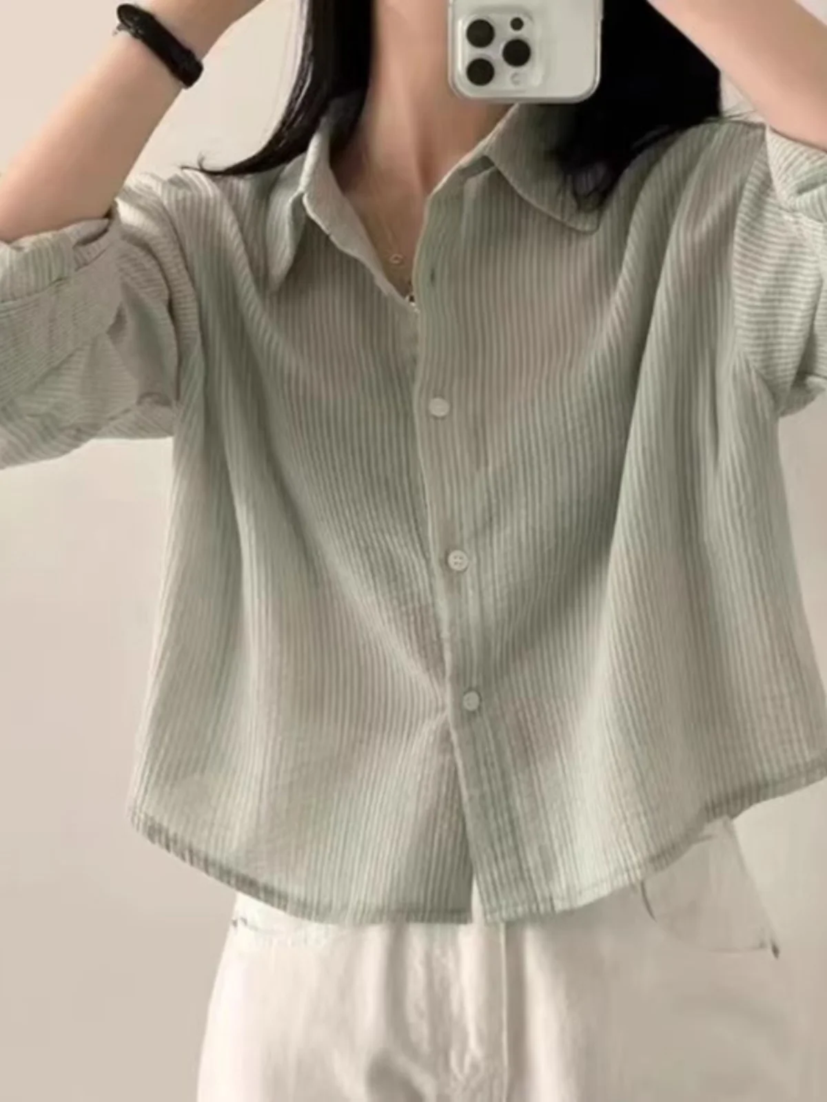 Femmes été bleu rayé Protection solaire irt léger ort vêtements d'extérieur Cardigan coréen Sle Slim Fit Long Sve...