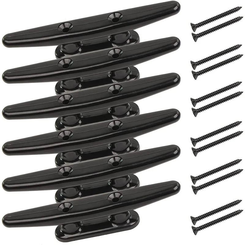 

Dock Cleats 6 Inch, High Impact Black Plastic Boat Dock Cleats, Boat Cleats, Rope Cleat W/Screws,Boat Accessories