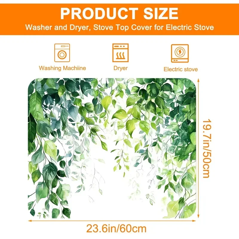 VIKAMA Fresh Vine Green Leaf Decor Mat Non-slip Shock Absorbing Dust Cover Pad For Laundry Washing Machine Dryer