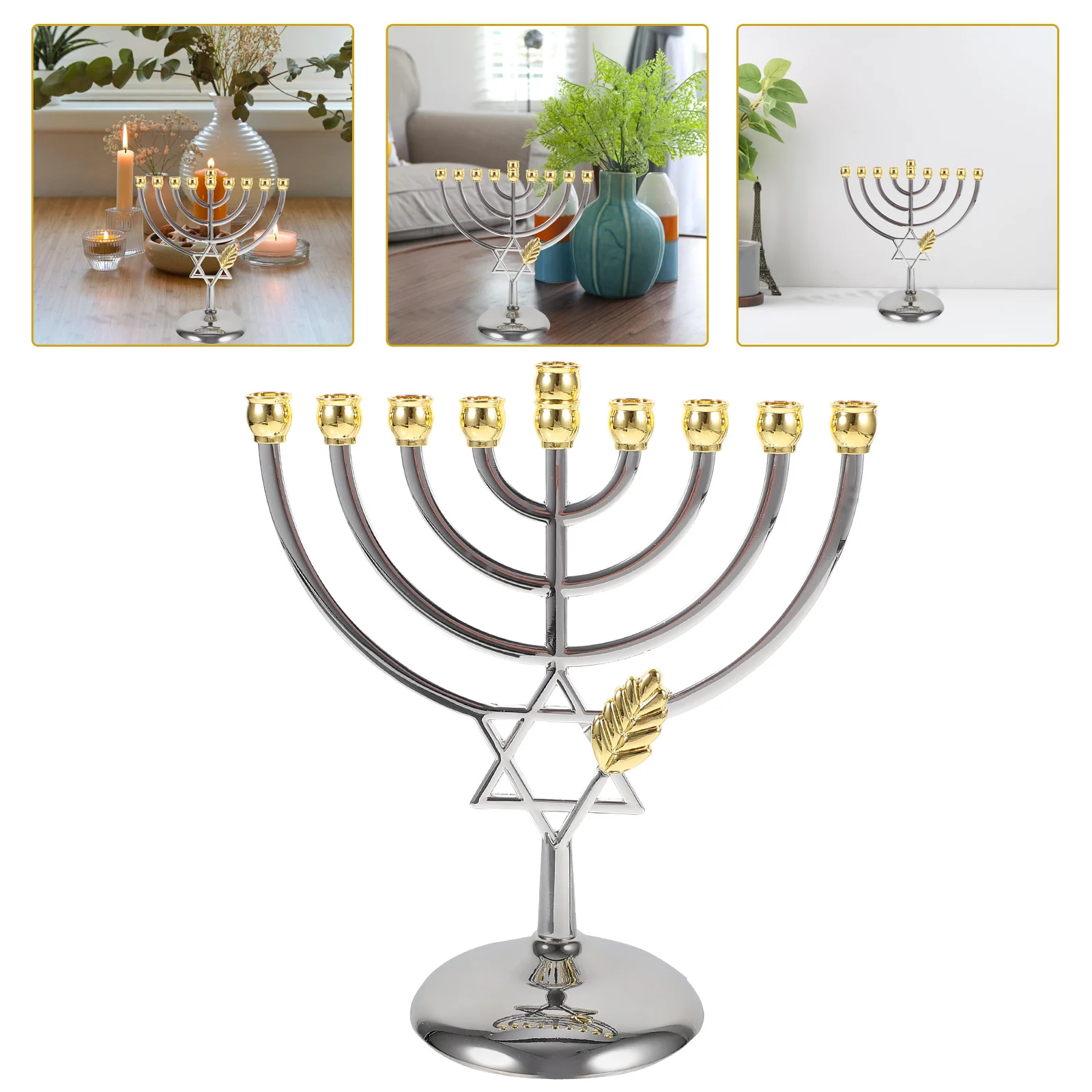 

Nine-headed Candlestick Menora Menorah Simple Holders Party Ornament Home Tabletop Desktop Decorate