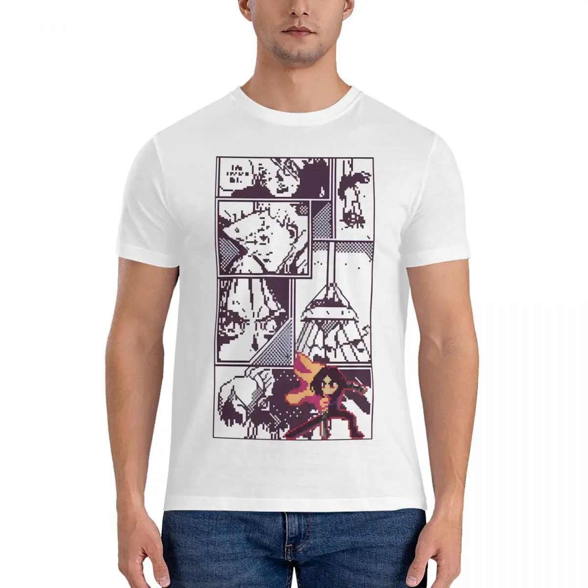 Men's Great Model Gunnm Alita Manga Pixel Art Awesome For Movie Fan T Shirts Battle Angel  Round Neck  Gift Idea T-Shirts