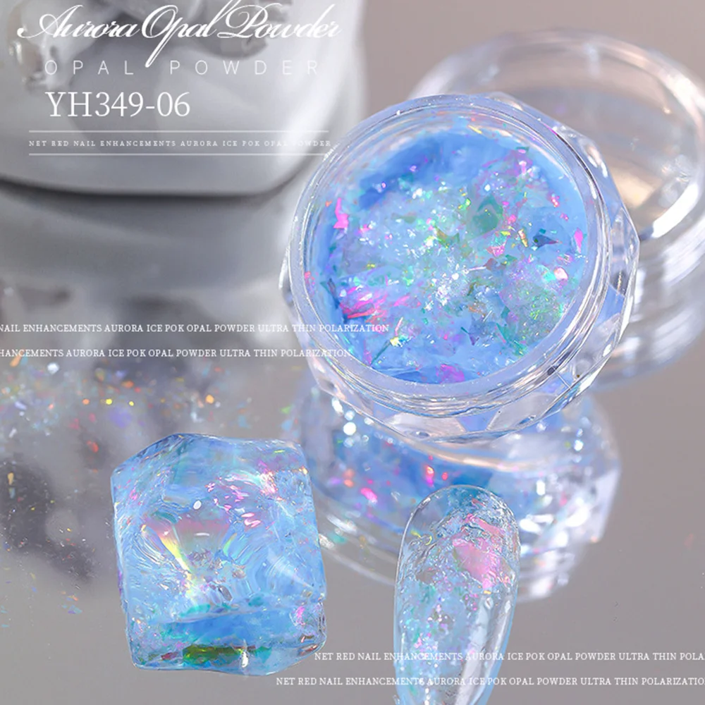 1 scatola Aurora Opale Nail Art Glitter Powder Ultra-Sottile Irregolare FairyBrocade Paillettes Lucido Polarizzato Manicure FAI DA TE Decorazione Fiocco