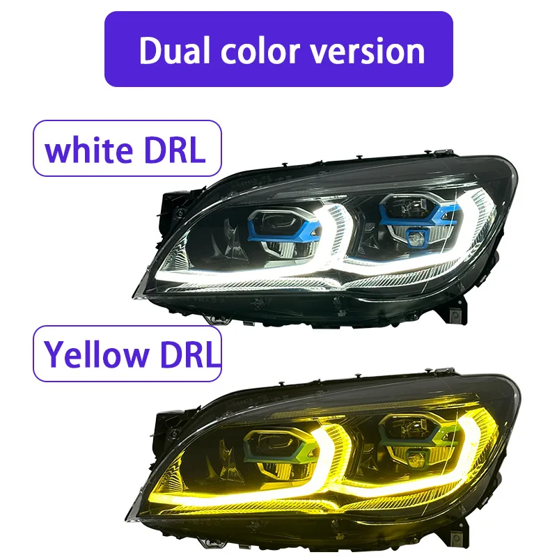 Headlight Assembly for BMW 7 Series F02 13-15, G12 Style Dual Color LED DRL, Laser Lights