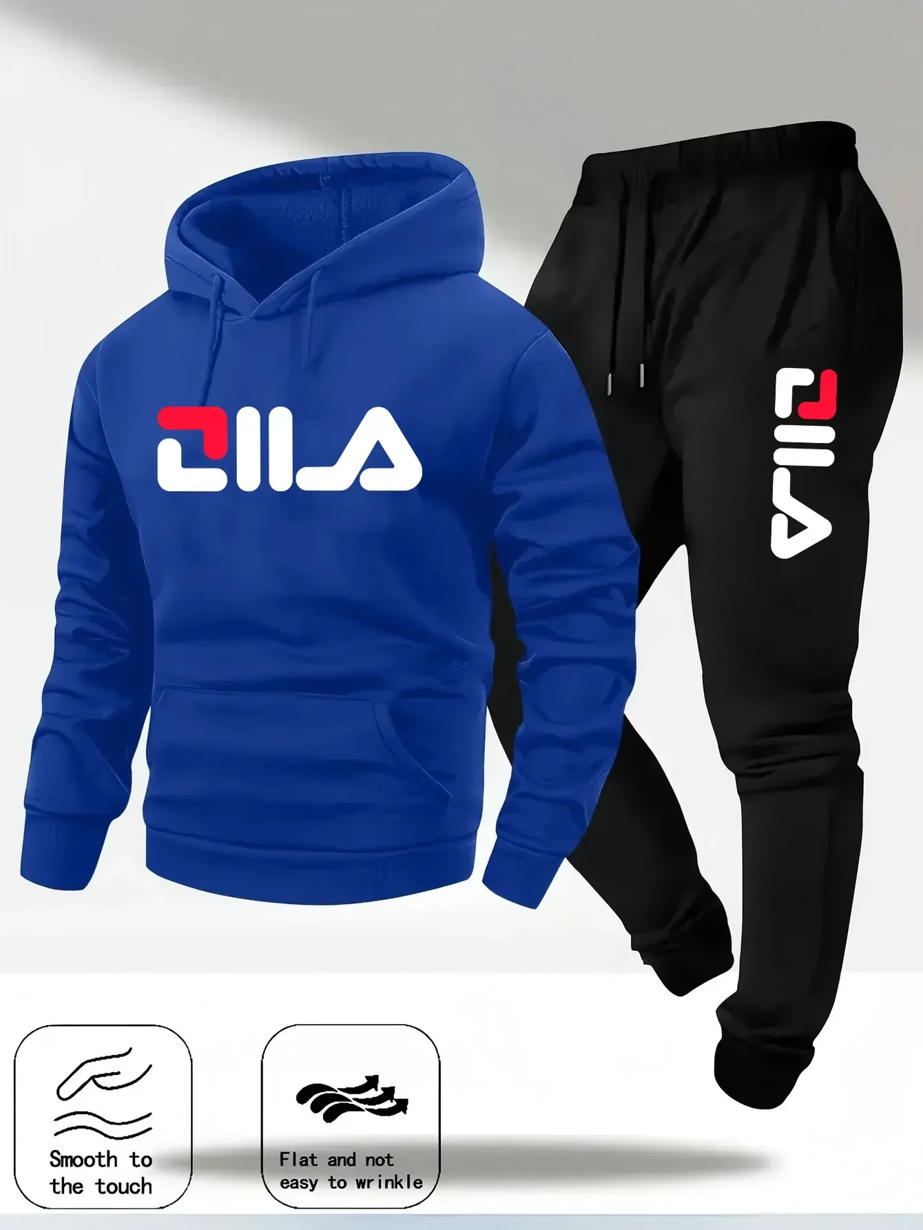 Immagine 4: Completo Casual da Uomo Primavera e Autunno 2026, Felpa con Cappuccio e Pantaloni da Tuta 2-in-1, Completo Comodo Adatto sia per Uomini che per Donne