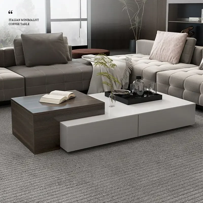 Italian minimalist liftable rock slab coffee table modern simple office living room household size apartment storage table