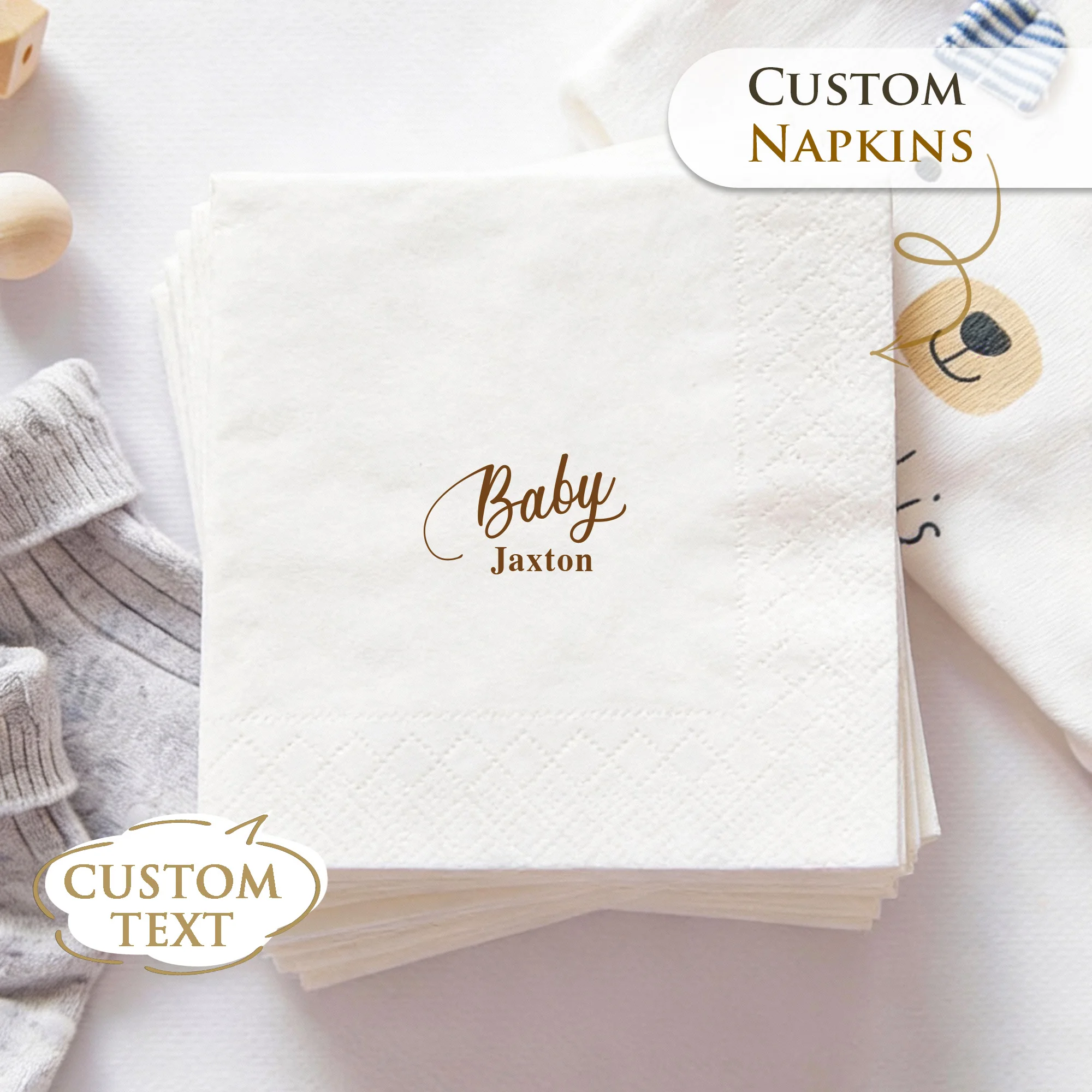 

Personalized Paper Napkins for Baby Shower and Birthday Custom Cocktail Napkins of Text Cute Disposable Napkins,for Hen Party