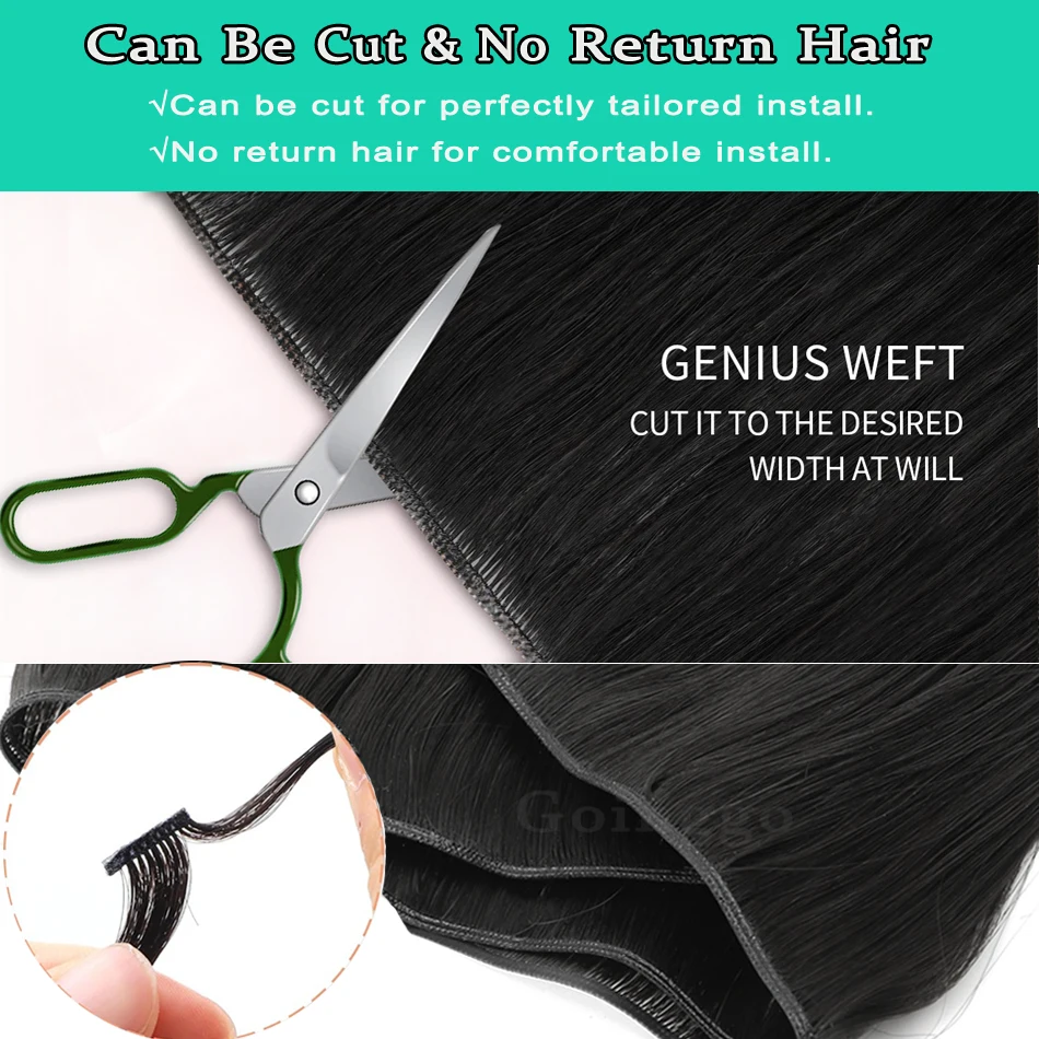 Seamless Genius Weft Human Hair Extensions Sew in Hair Extensions Real Human Hair Weft Hand Tied Extensions Virgin Hair 50g/pc view 5