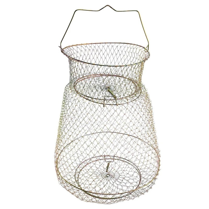 

2X Foldable Portable Steel Wire Fishing Pot Trap Net Crab Crawdad Cage Fish Basket