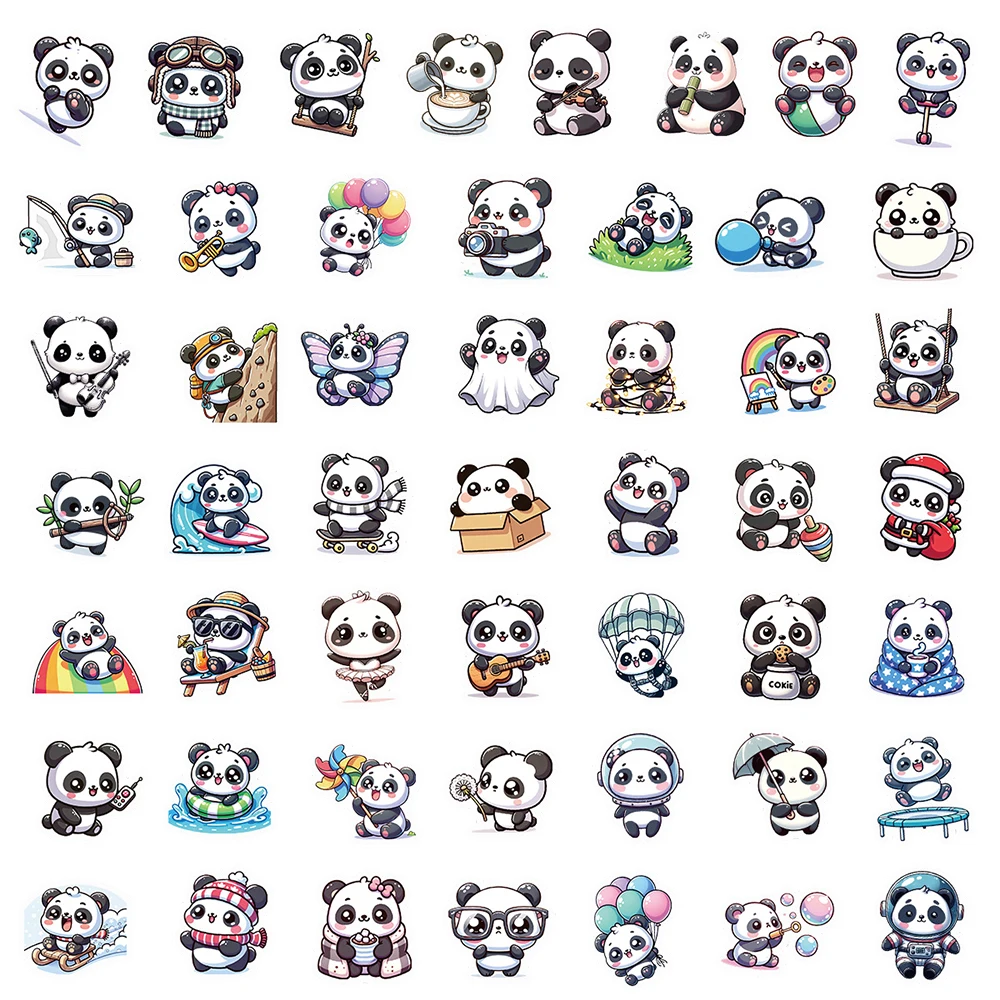 Pegatinas de dibujos animados de Panda para niños, calcomanías de Graffiti Kawaii para juguetes, teléfono, botella de agua, cuaderno, venta al por mayor, 10/30/50 piezas