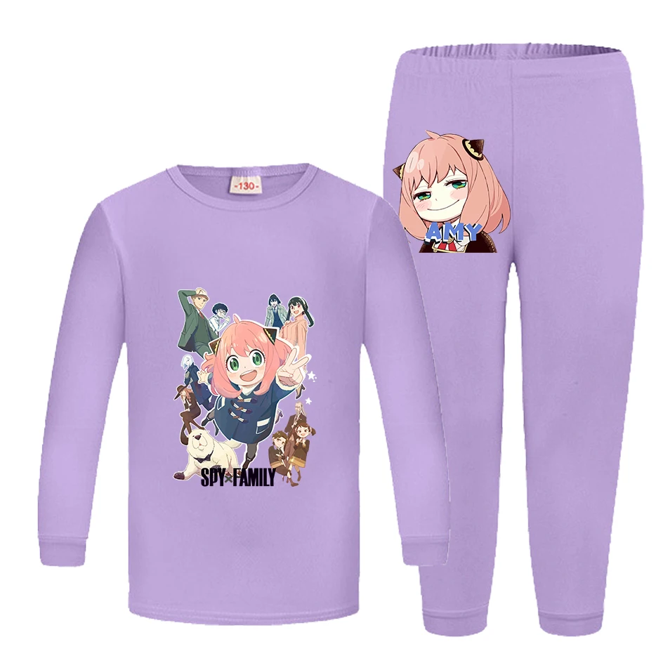 Kids Girls SPY X FAMILY Pajamas Set 2 Pieces Long Sleeve Cartoon Print Sleepwear Soft Comfy Breathable Nightwear