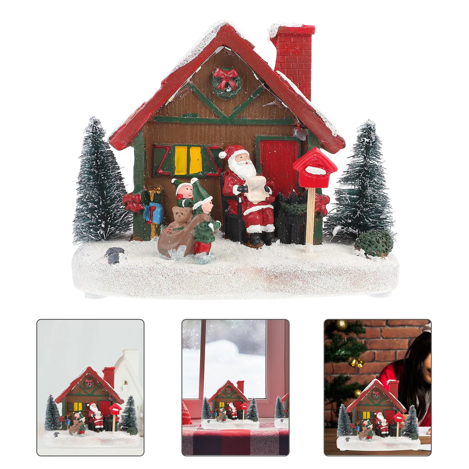 

1 шт. Светящийся снежный домик из смолы для рождественской деревни, со светодиодной подсветкой, для домашнего декора, украшение для стола и полки