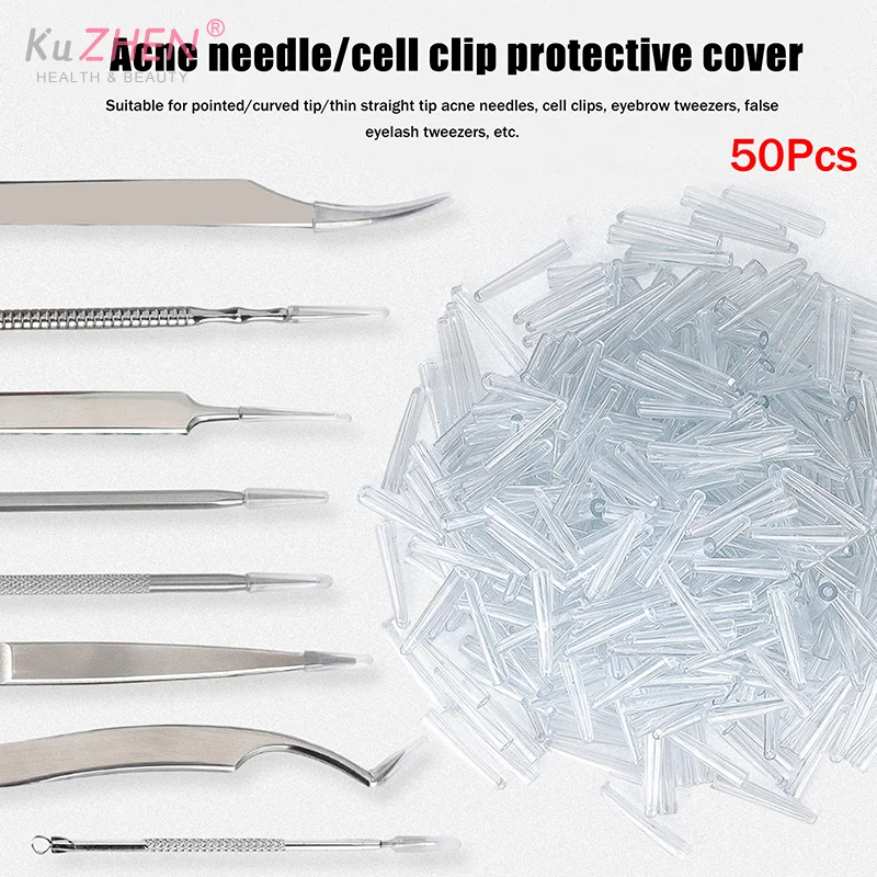 50 stücke Akne Nadel Spitze Schutz Weiche Schutzhülle Wimpern Pinzette Spitze Abdeckung Clip Schutzhülle Clip Schutzhülle