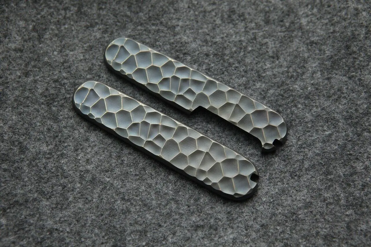 New 1 Pair Brass stone pattern Handle Scales for 91mm Victorinox Swiss Army Knives