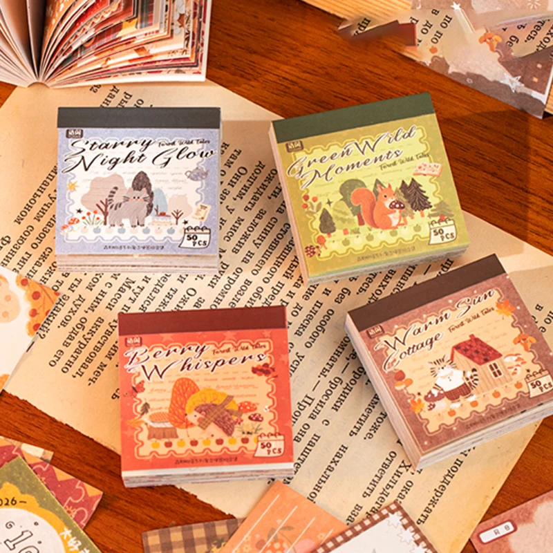 

Набор из 4 блокнотов и стикеров серии «Лесные истории» от r.Paper, винтажные блокноты и наклейки с милыми животными, декоративные блокноты для ведения дневника