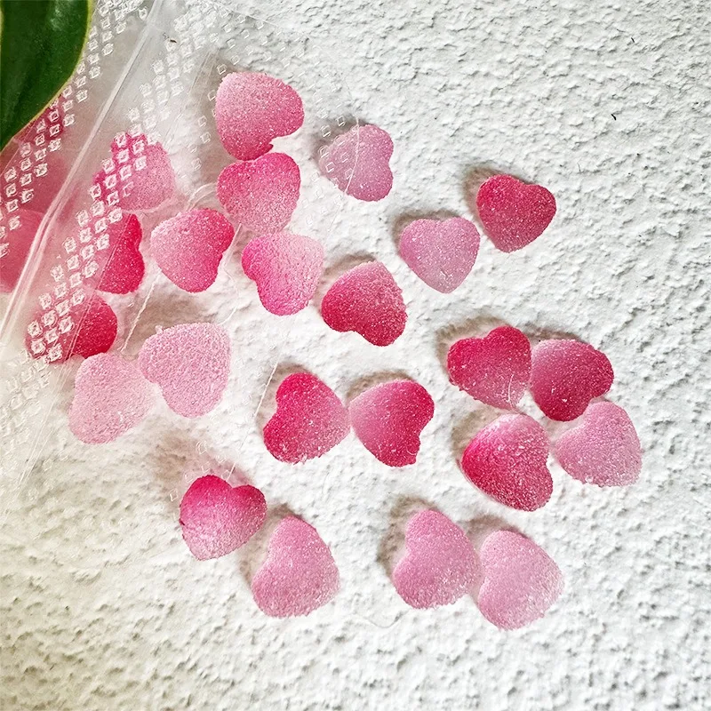 Pink Love Gummy Nail Art Charm Gradient Candy Simulation Nail Decor Oranment DIY Kawaii Nails Figures Press On Manicure Supplies